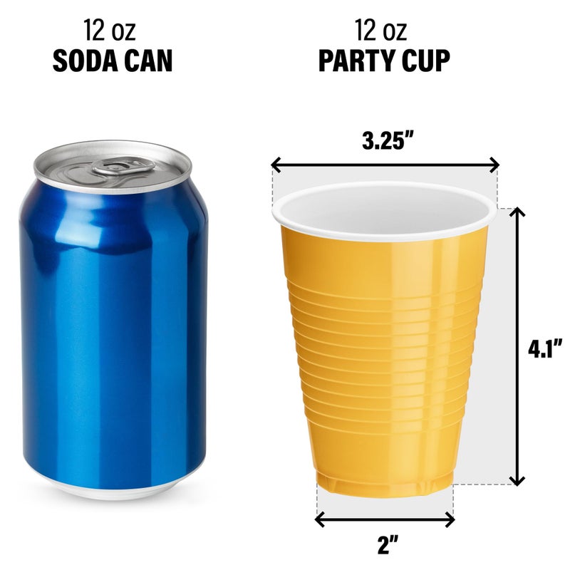 DecorRack Yellow Plastic Cups, 12 oz Disposable Cups, Reusable Party Supplies (40 Count) - Image 2